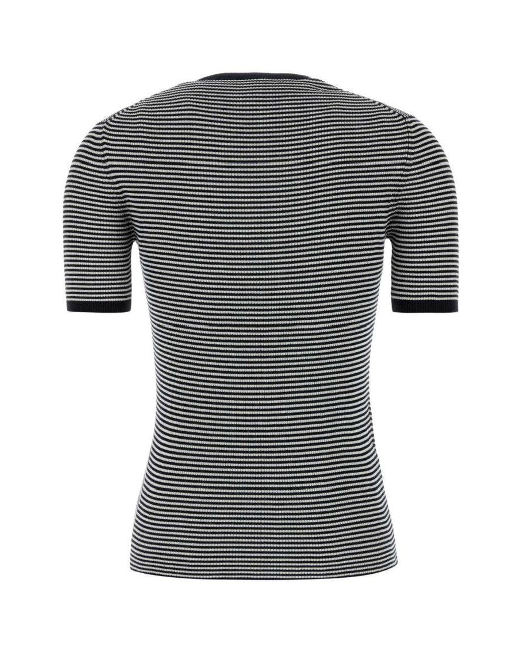 Prada Black Stripes Crew Neck T-Shirt