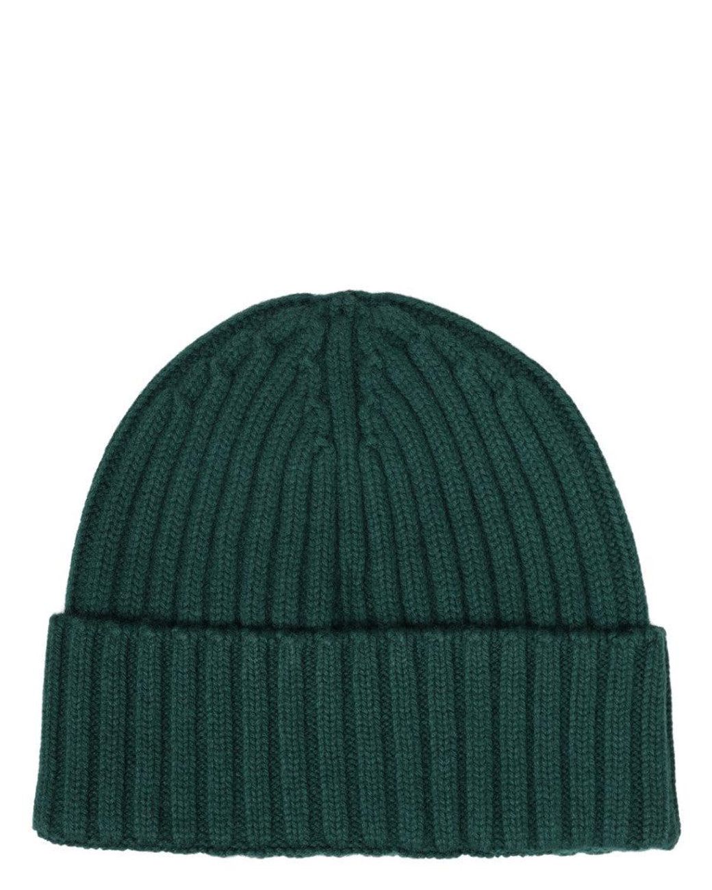 Mc2 Saint Barth Green Logo Knitted Beanie Hat for men