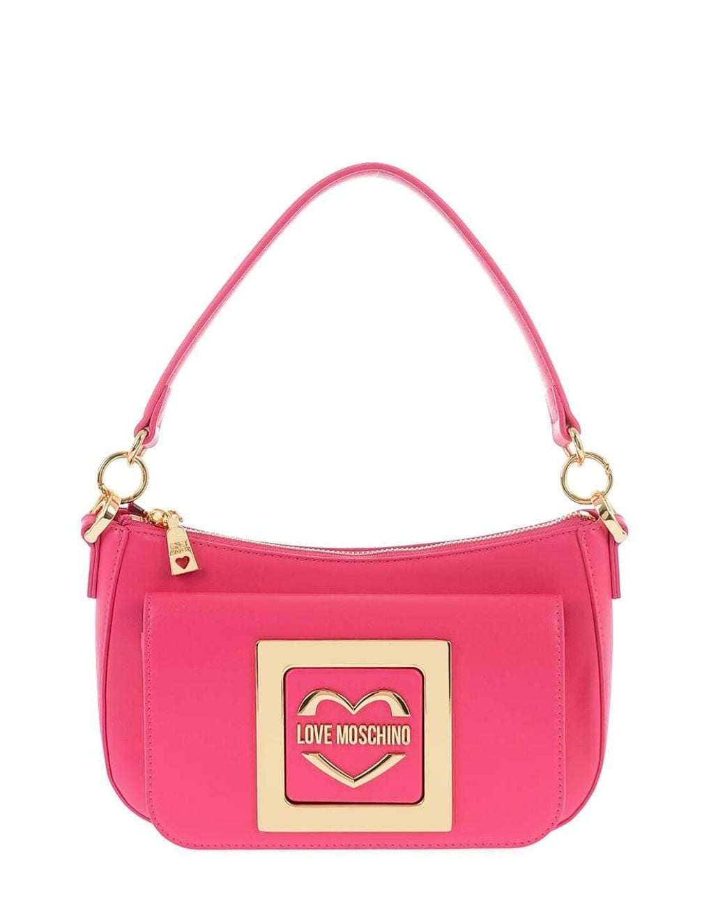 Love Moschino Pink Fuchsia Logo Medium Shoulder Bag
