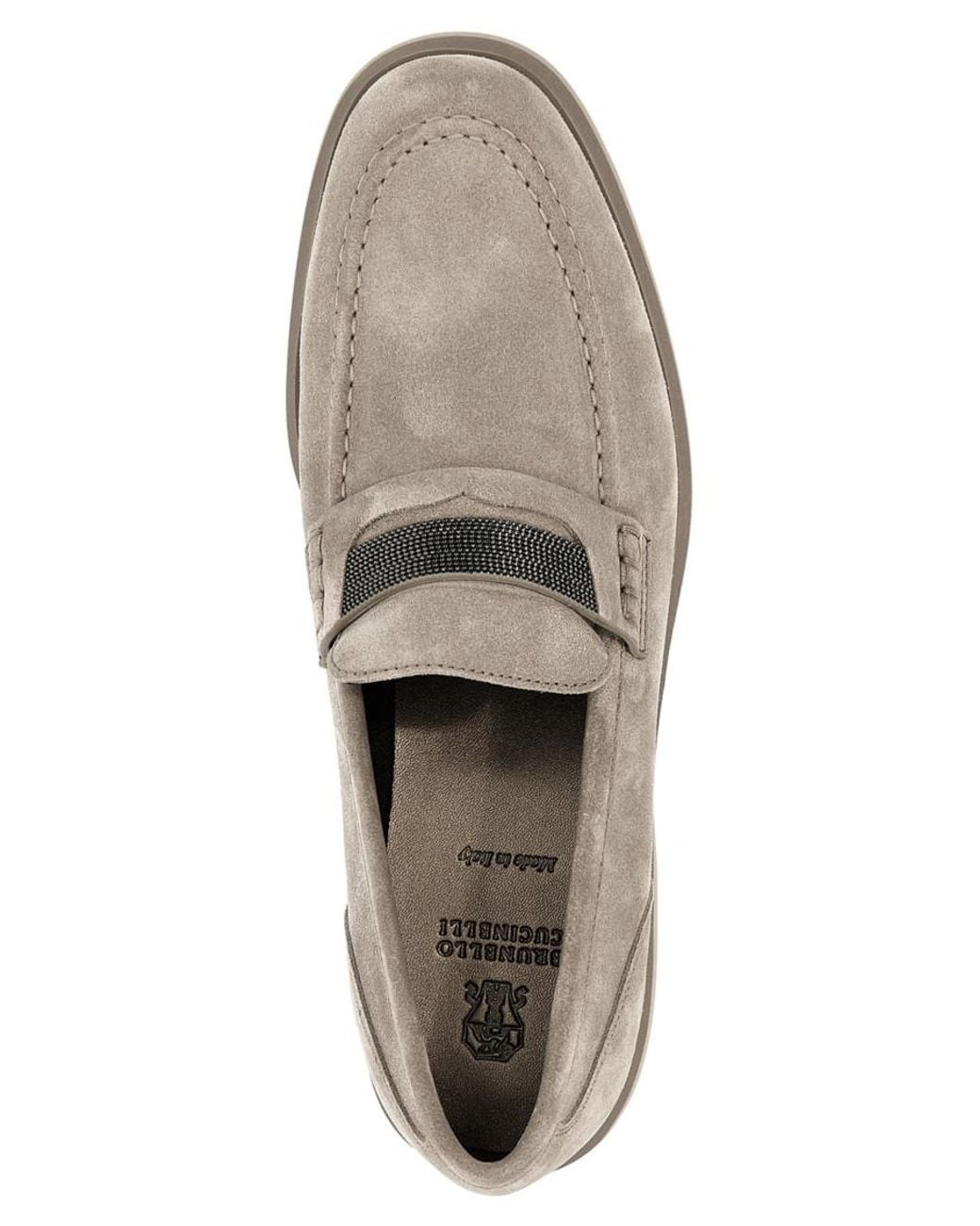 Brunello Cucinelli Gray Solid Monile Loafers