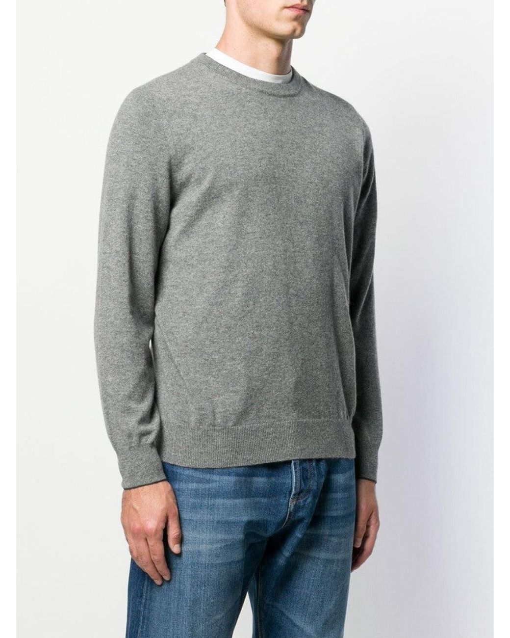 Brunello Cucinelli Gray Cashmere Sweater for men