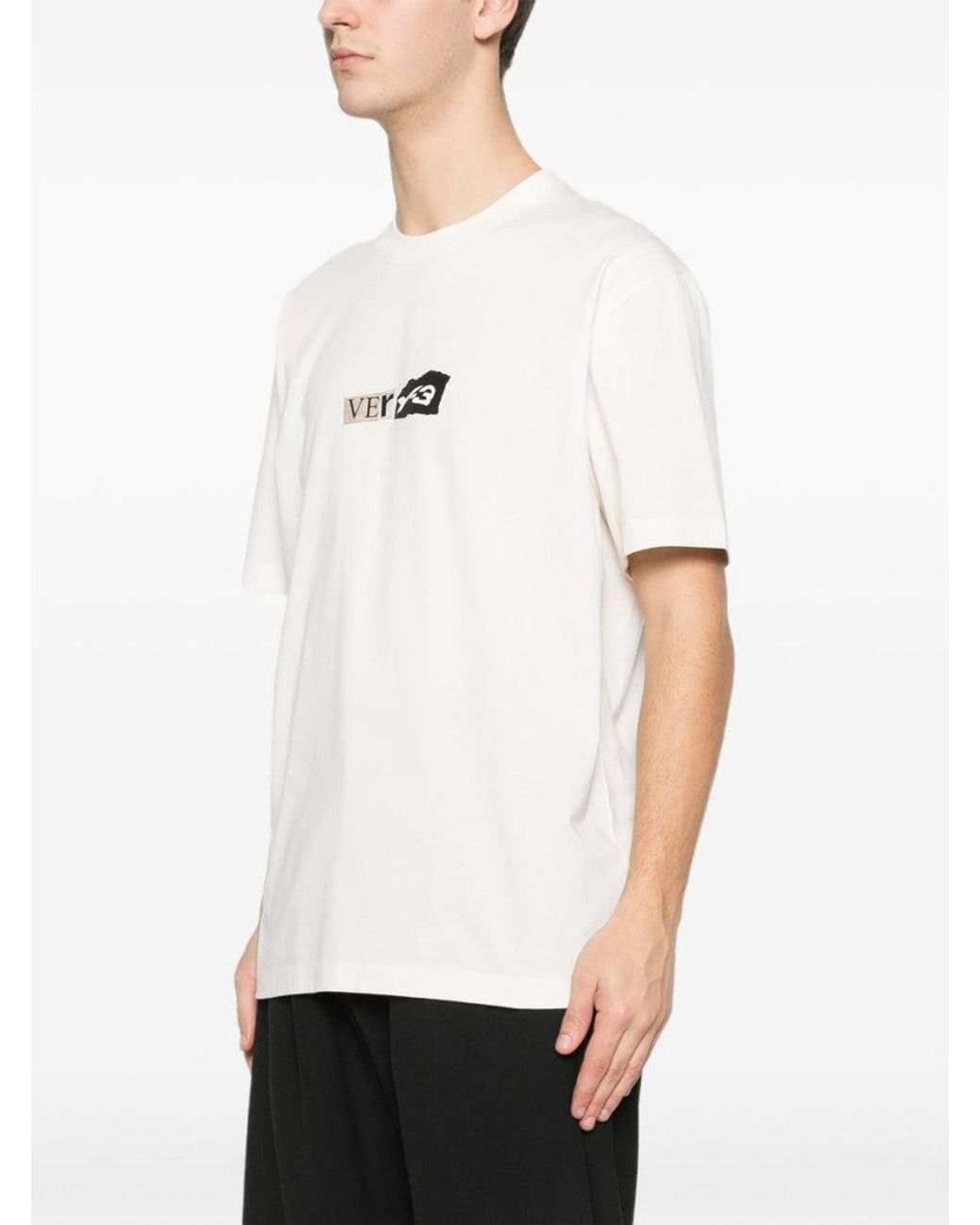 Y-3 White Crewneck Logo T-Shirt for men