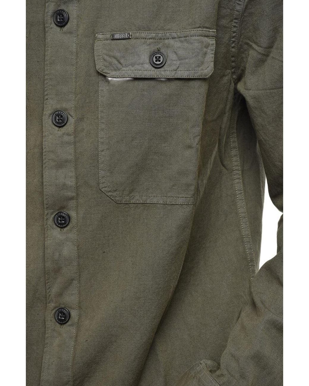 DIESEL Green Regular Solid Shirt for men