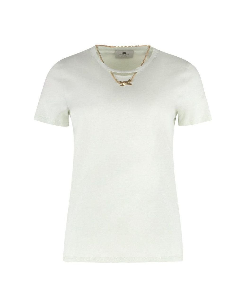 Elisabetta Franchi White Light Round Neck T-Shirt