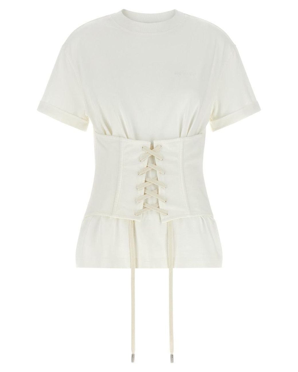 McQueen White Solid Crew Neck T-Shirt