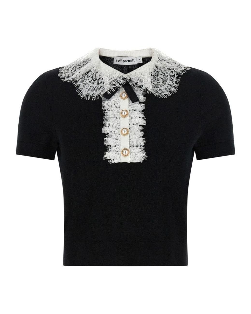 Self-Portrait Black Lace Collar Top