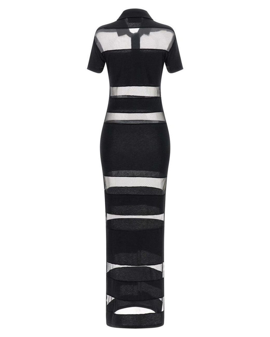 Coperni Black Striped Sheer Polo Dress