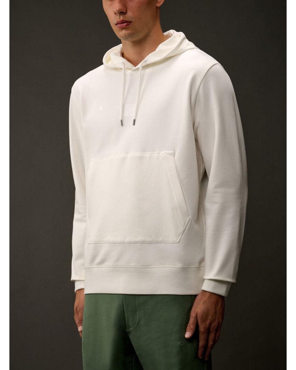 C P Company Natural Regular Fit Logo Hoodie for men