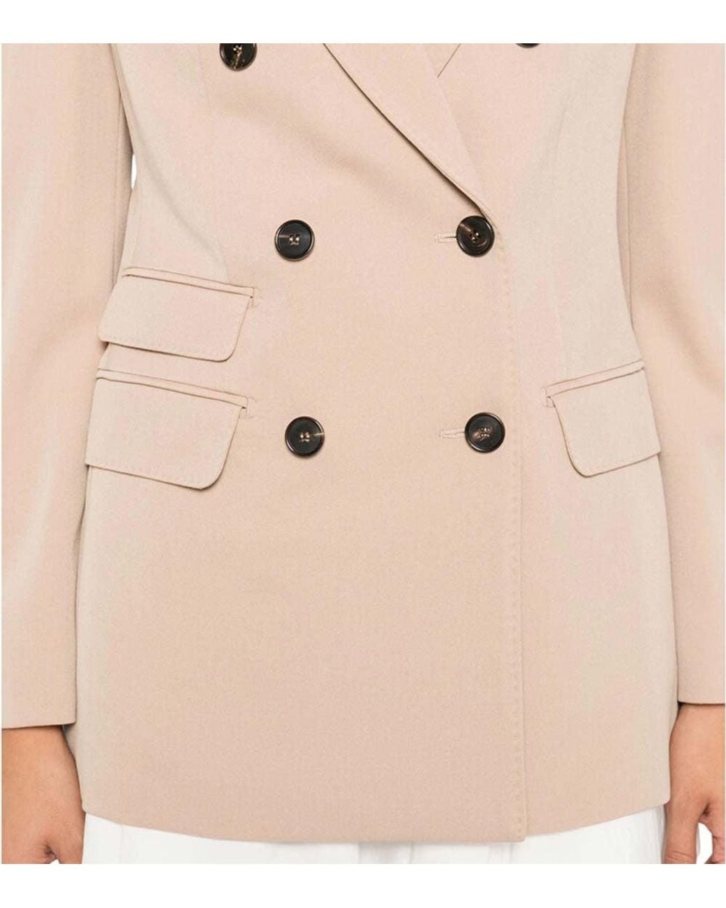 Max Mara Natural Solid Peaked Lapel Blazer