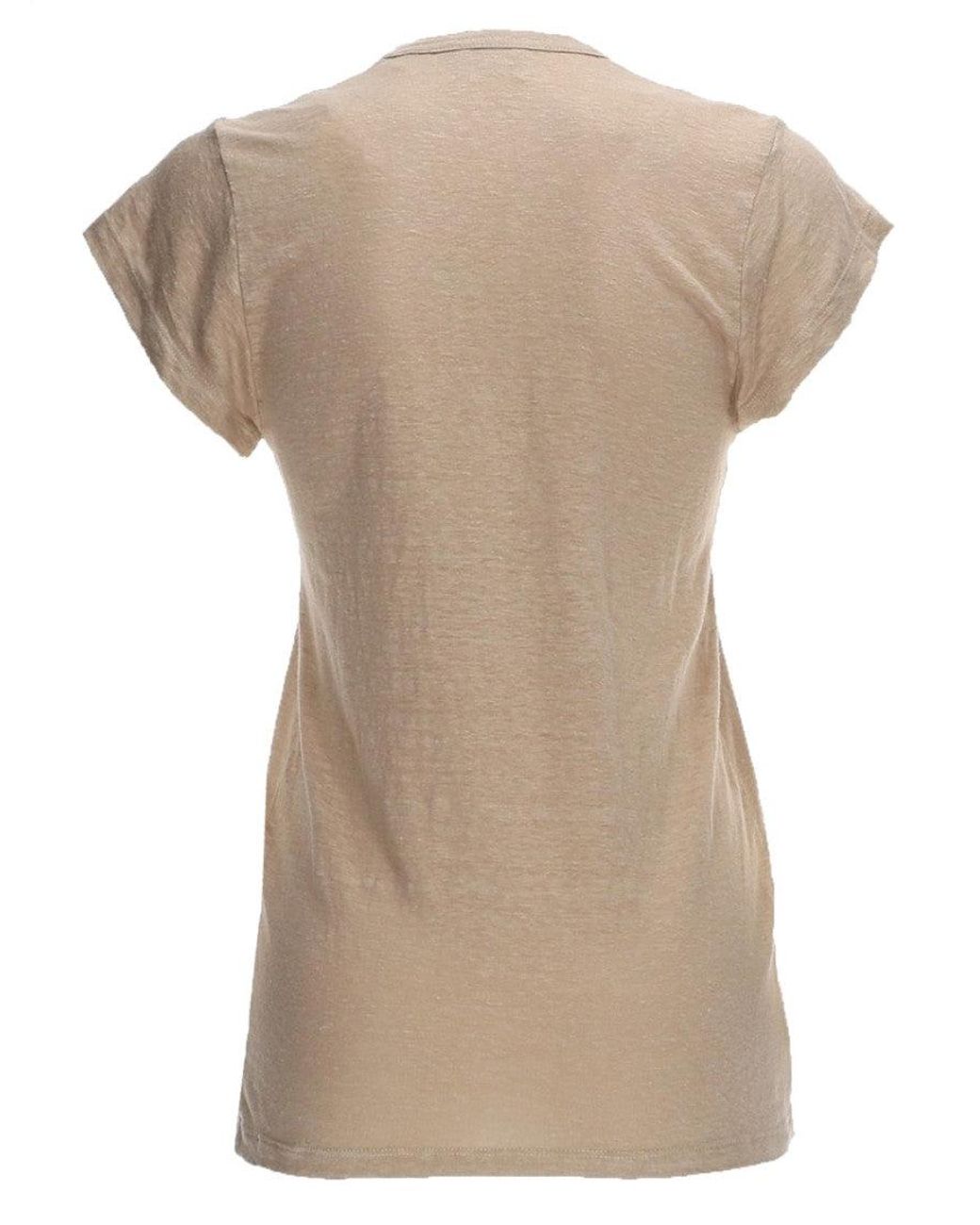 Isabel Marant Natural Solid Round Neck T-Shirt