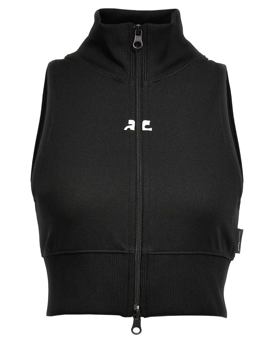Courreges Black Logo Mock Collar Jacket