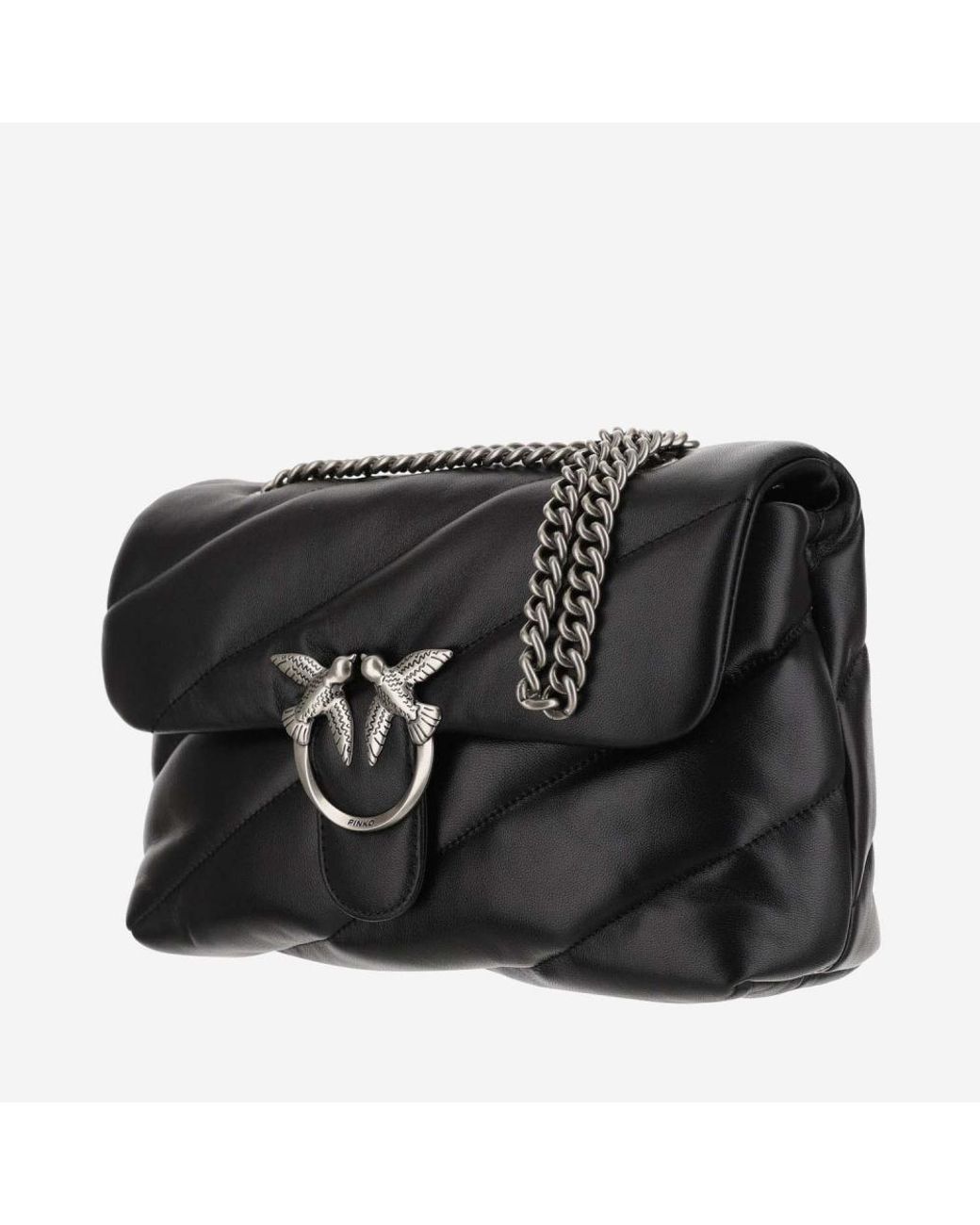 Pinko Black Quilted Leather Puff Bag