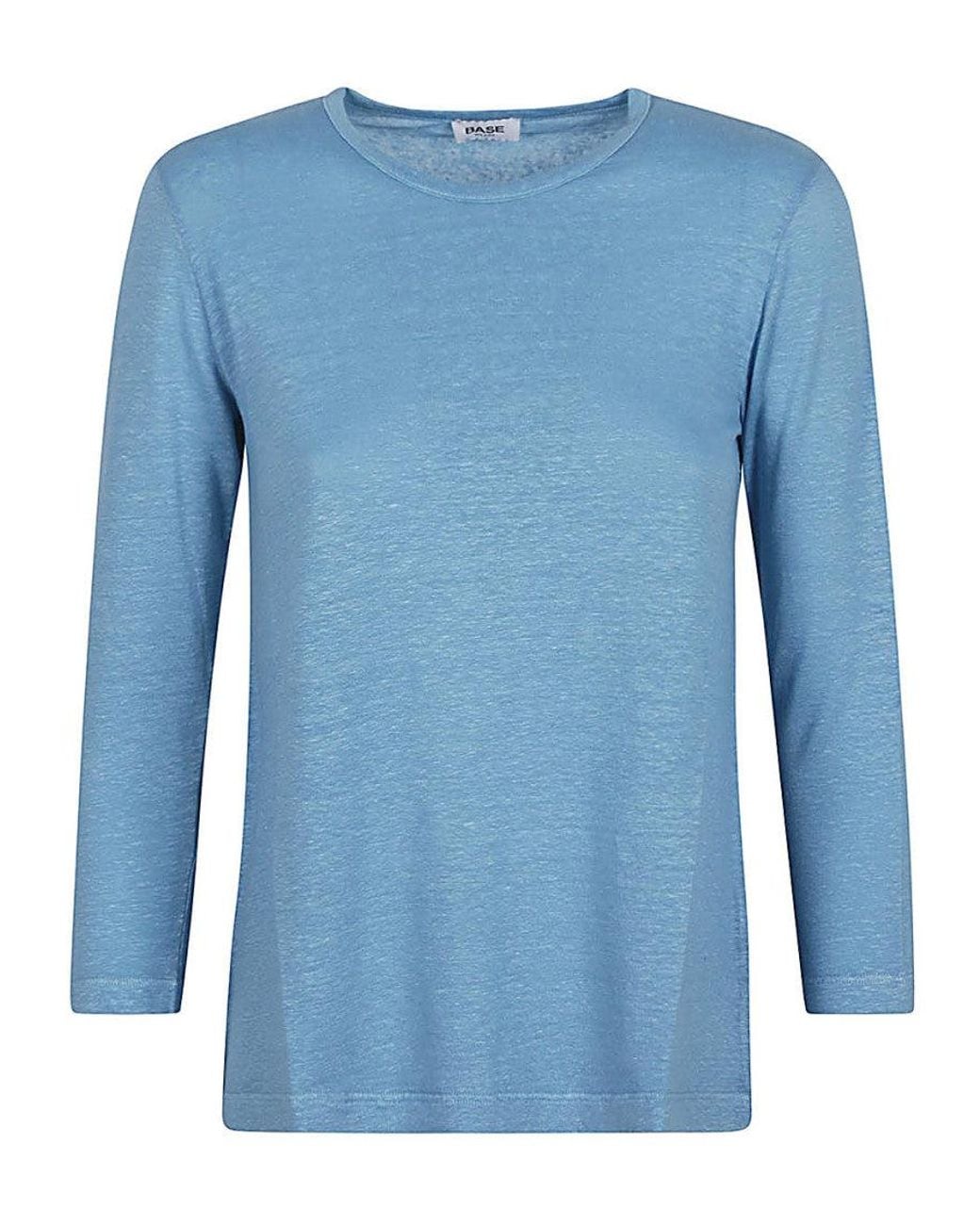 Base London Blue Linen Jersey Long Sleeve T-Shirt