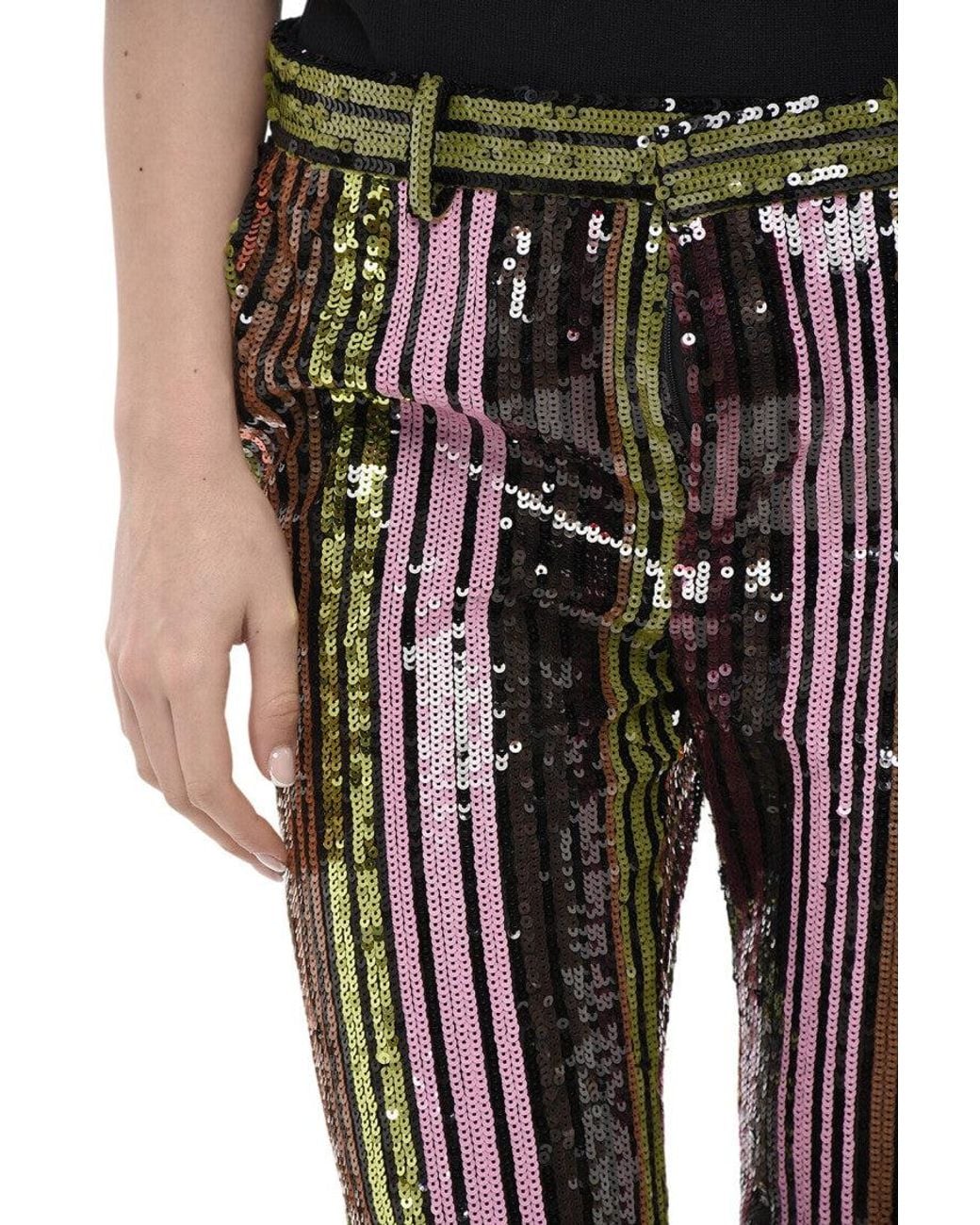 DSquared² Black Multi Color Flared Flat Front Pants