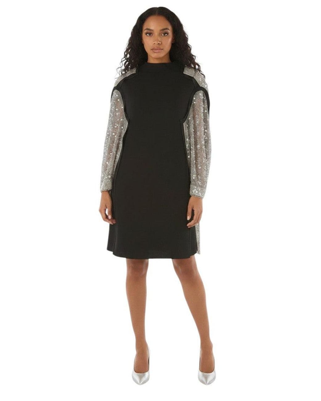 Maison Margiela Black Embellished Crew Neck Mini Dress