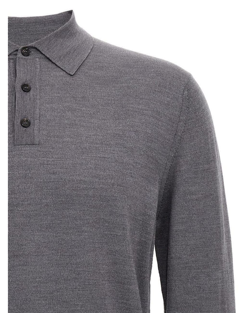 Zanone Gray Wool Polo Shirt for men
