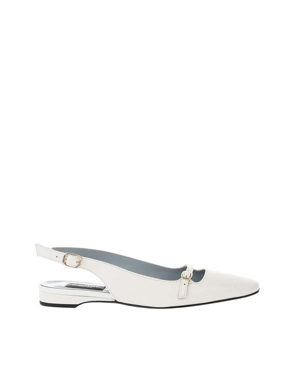 CAREL PARIS White Off Leather Ballet Flats