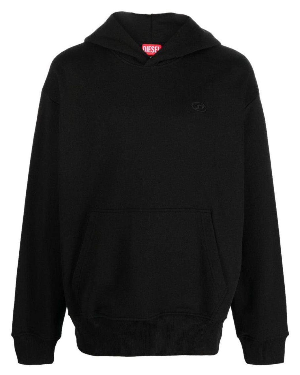 DIESEL Black Regular Logo Hoodie for men