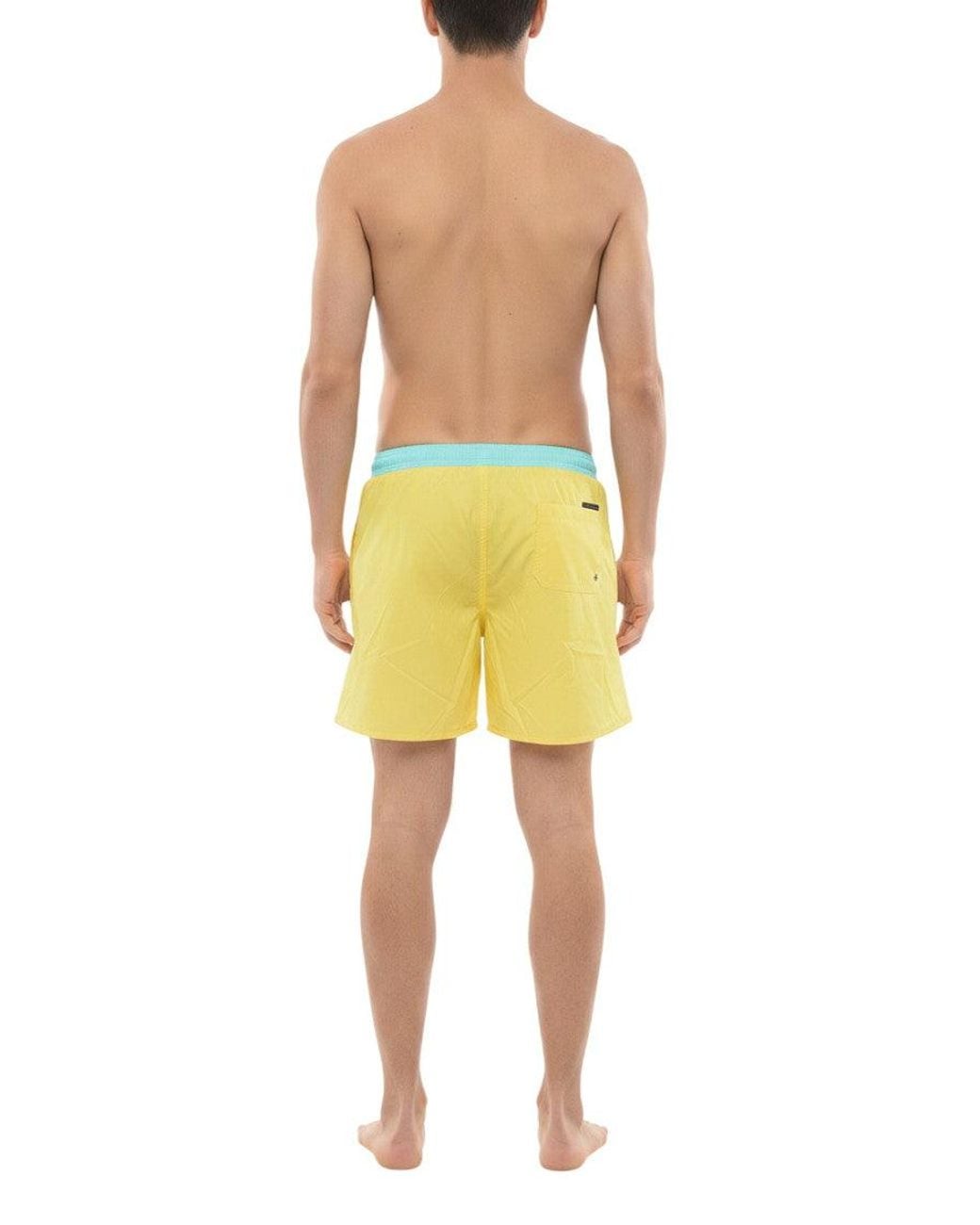 John Richmond Yellow Drawstring Swim Shorts for men