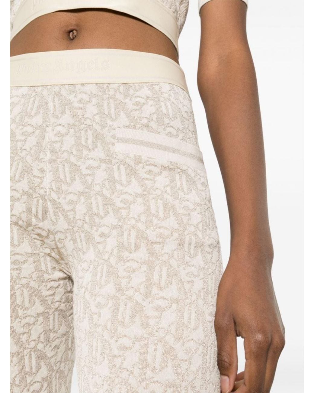 Palm Angels Natural Natural Monogram Jacquard Trousers