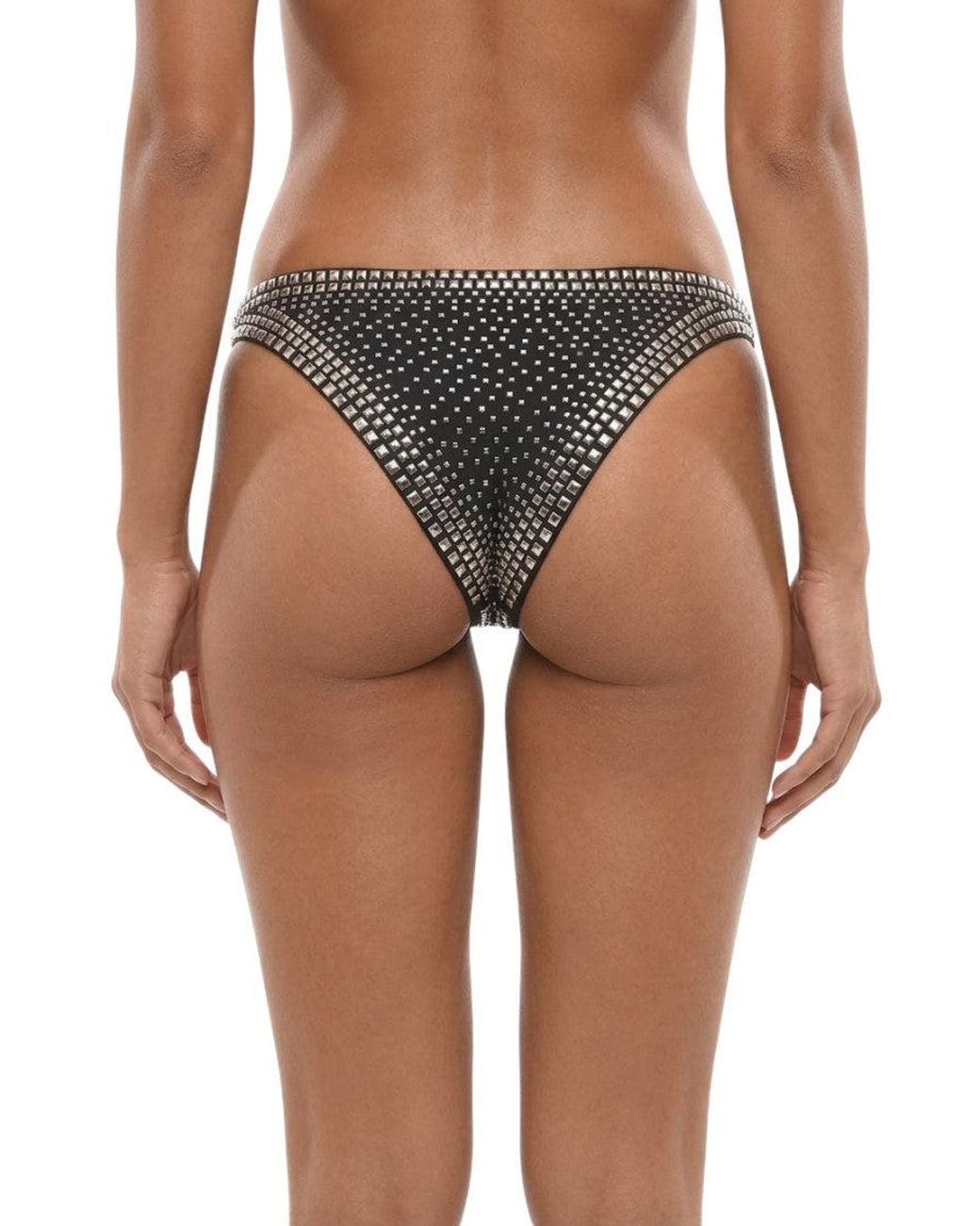 DSquared² Brown Studded Bikini Bottom Swimwear
