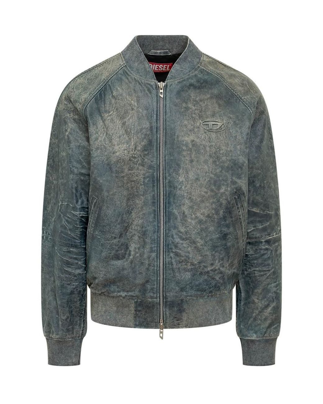 DIESEL Green Solid Band Collar Jacket for men