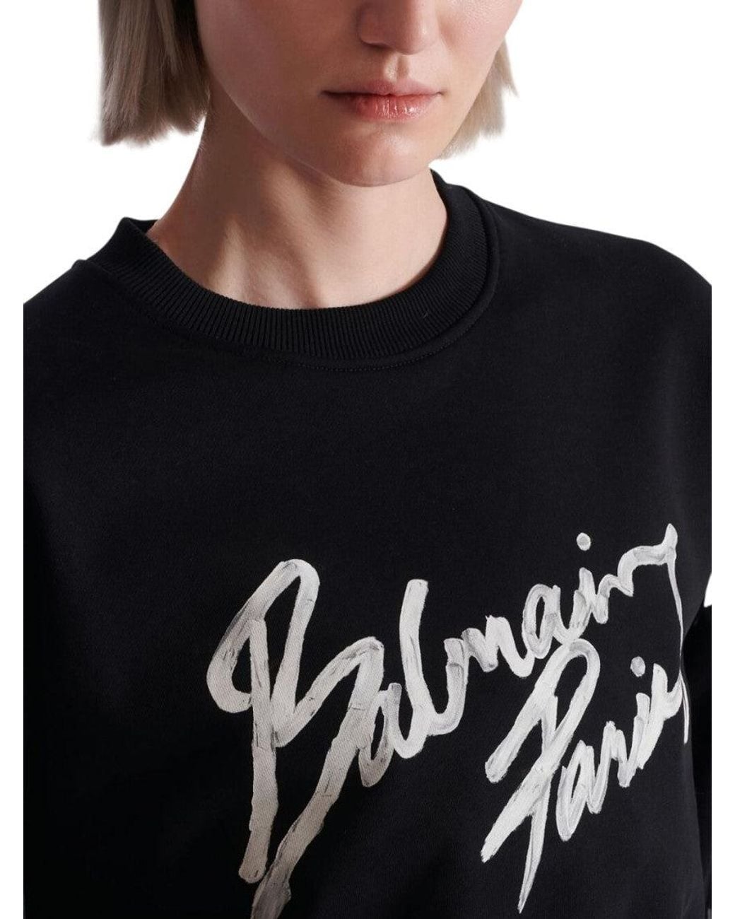 Balmain Black Logo Crew Neck Sweatshirt