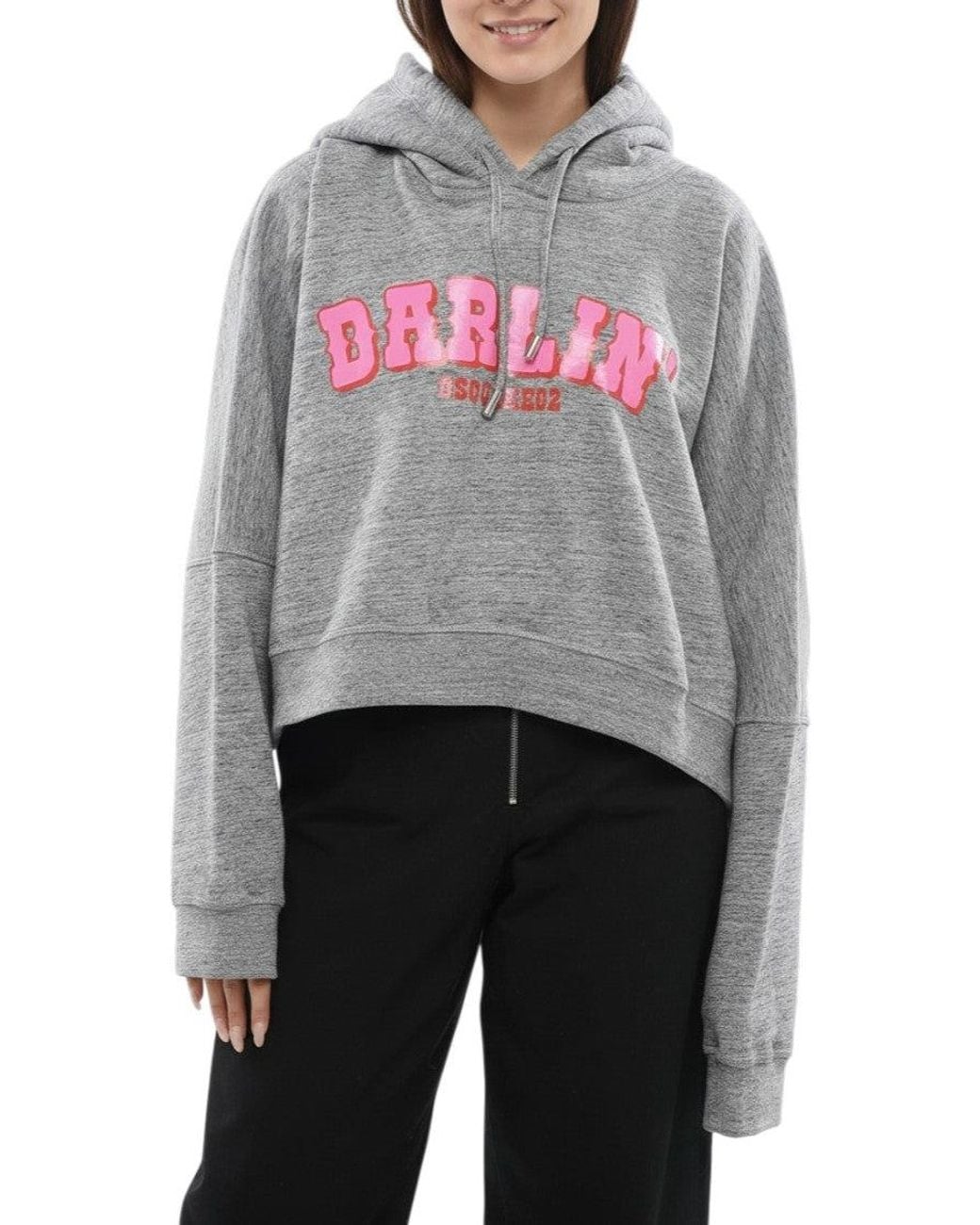 DSquared² Gray Graphic Hood Sweatshirt