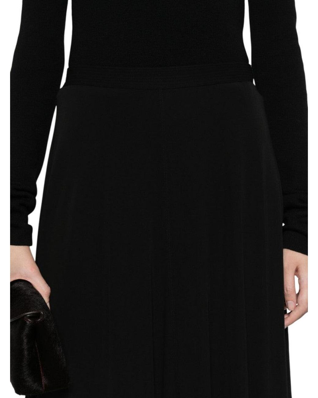 Totême Black Solid Midi Skirt