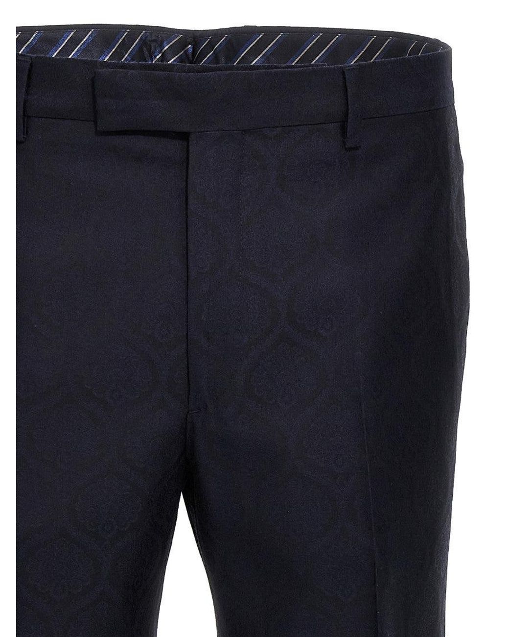 Etro Blue Slim Flat Front Pants for men