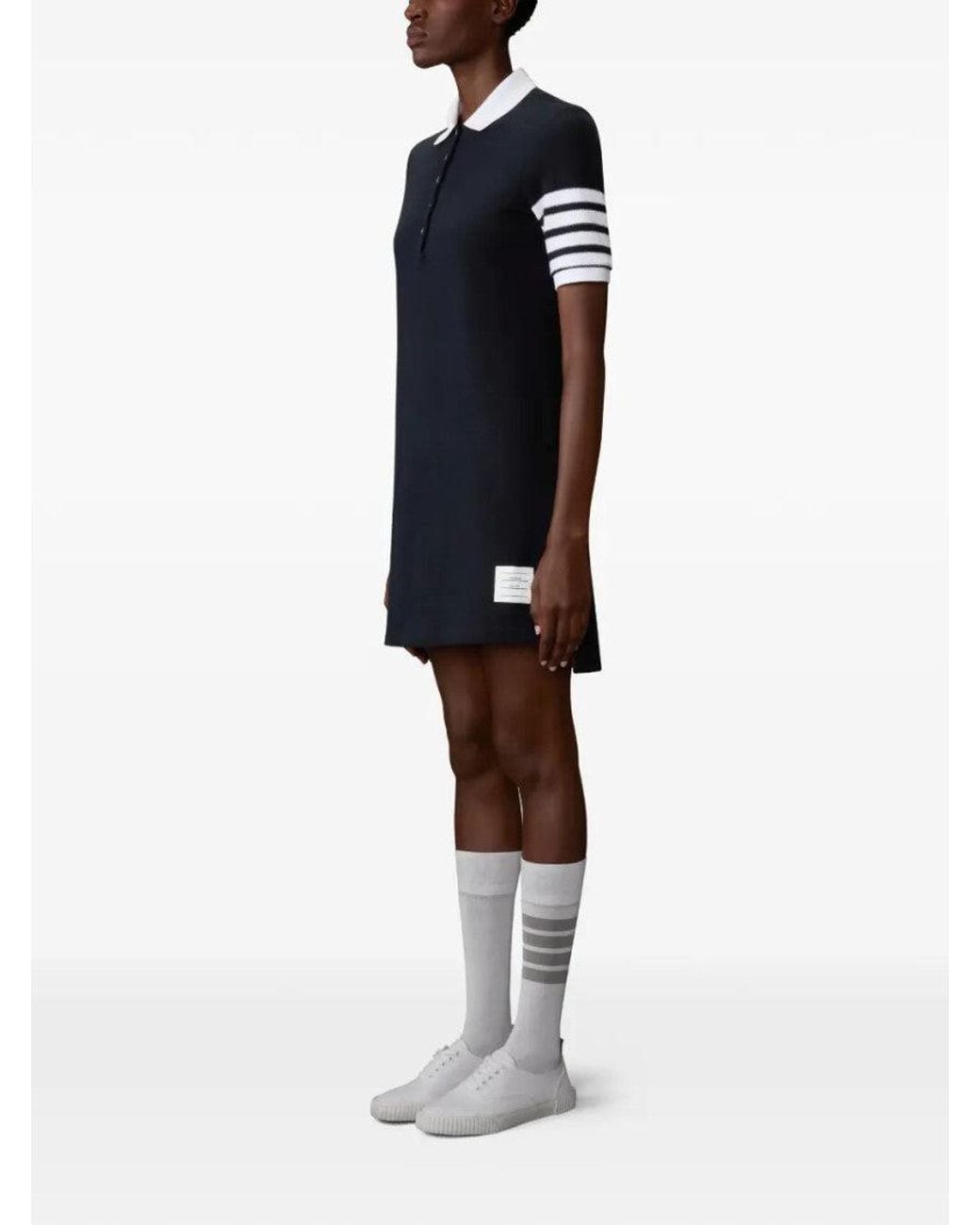 Thom Browne Blue 4-Bar Cotton Piqué Polo Dress