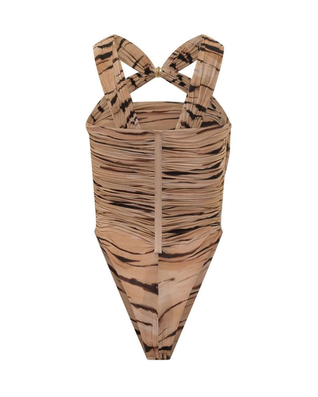 Elisabetta Franchi Brown Printed Halter Neck Top