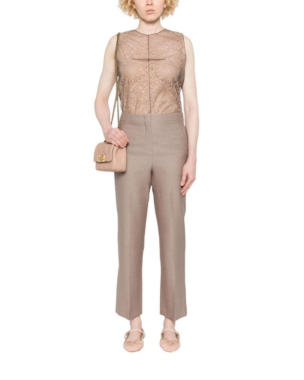 Fendi Natural Crew Neck Printed Top