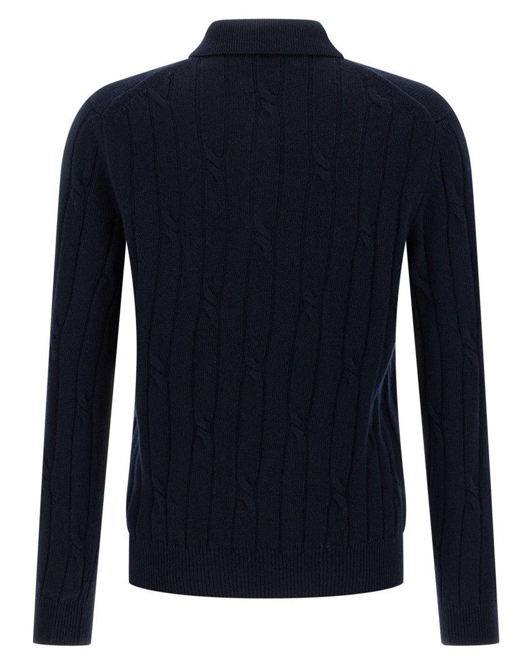 Zanone Blue Braided Wool Polo Shirt for men