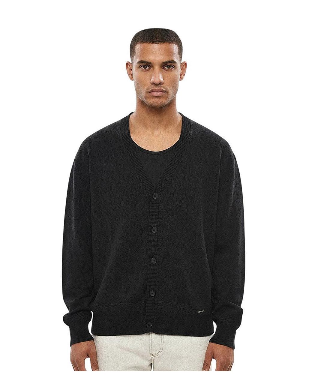 DIESEL Black V Neck Cardigan for men