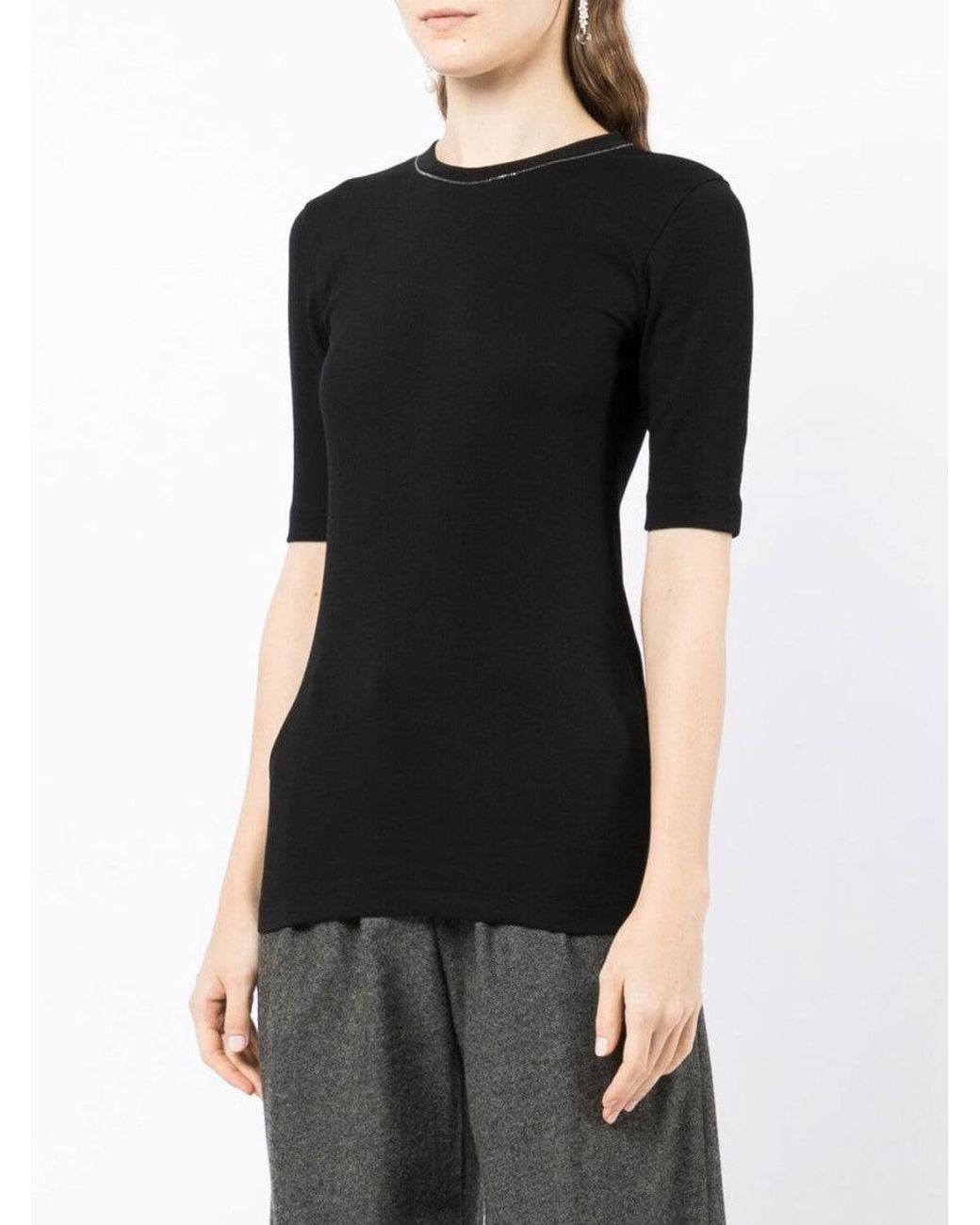 Brunello Cucinelli Black Cotton T-Shirt