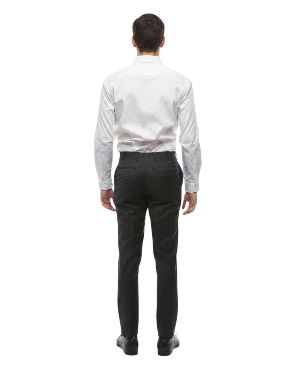 Corneliani Gray Flat Front Trousers for men