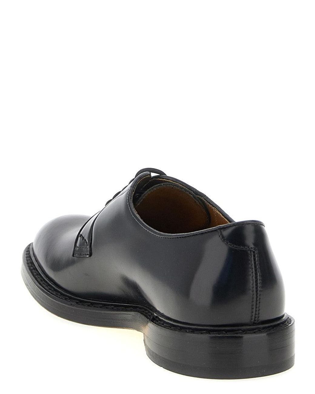 Doucal's Black Leather Lace Up Shoes for men