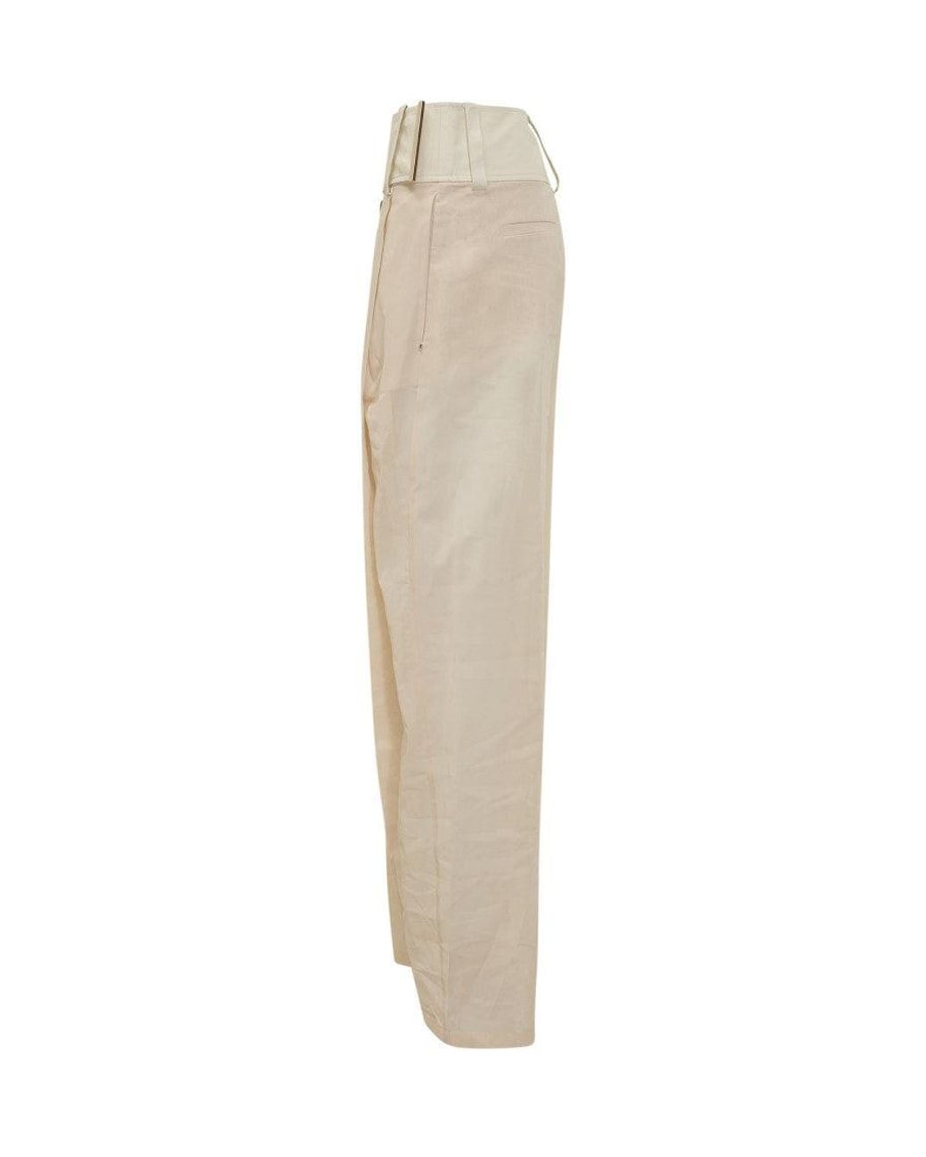 Sportmax Natural Tailored Straight-Leg Trousers With Pleats