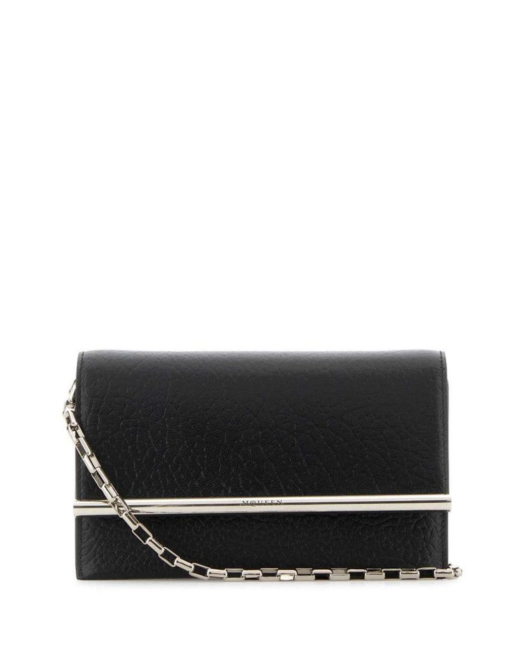 McQueen Black Cross-Bar Mini Crossbody Bag