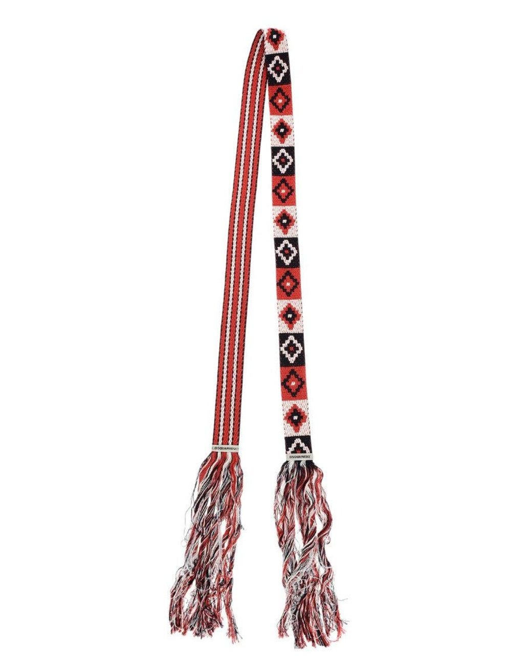 DSquared² Red Printed Tie Belt