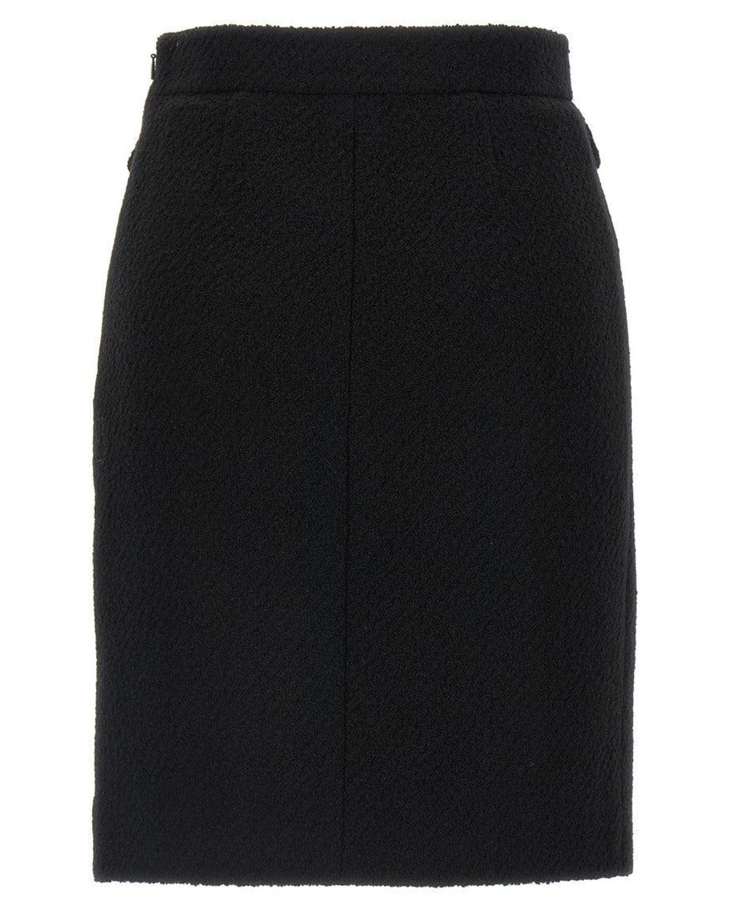 Chloé Black Bouclé Wool Skirt