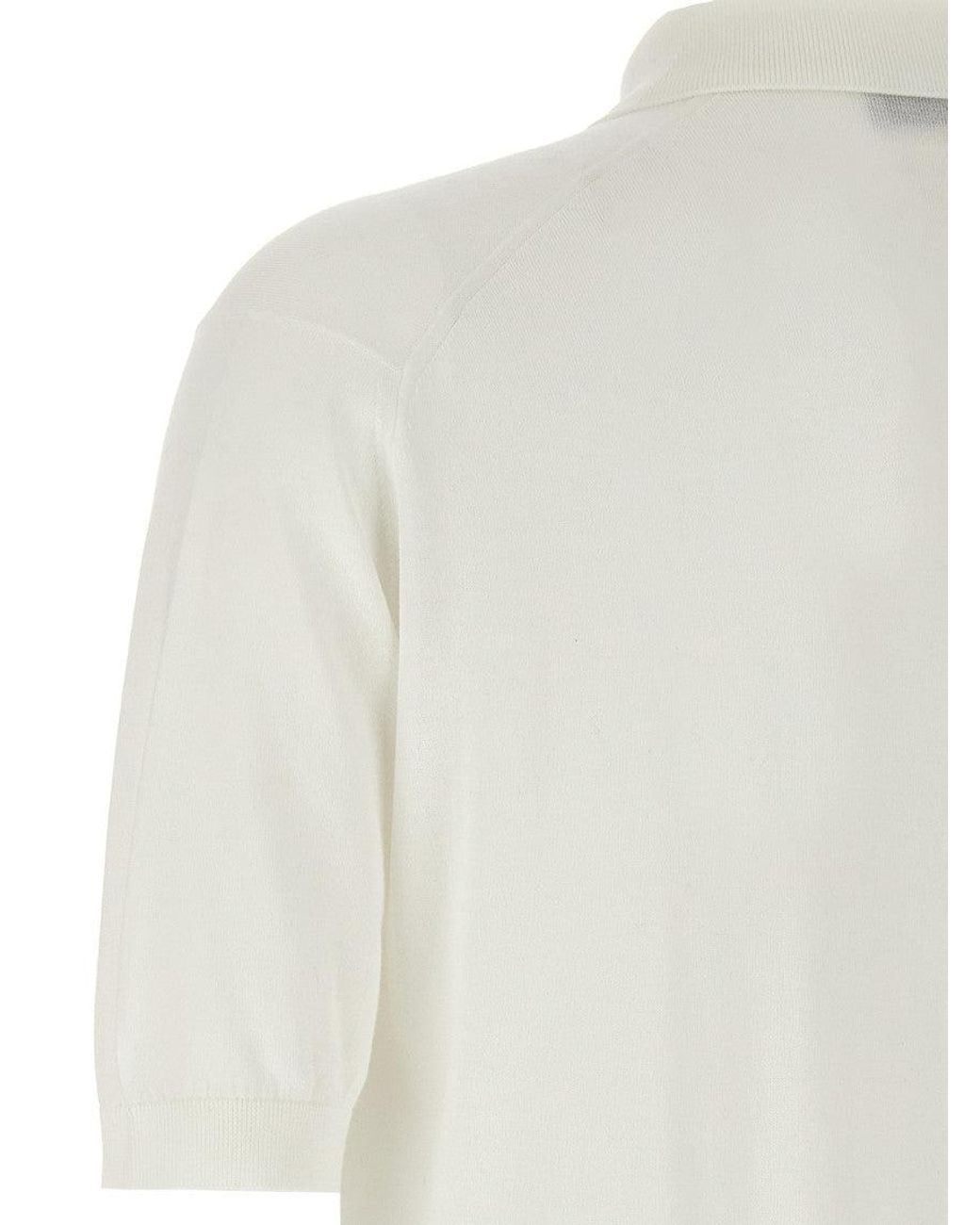 John Smedley White Cotton Polo for men