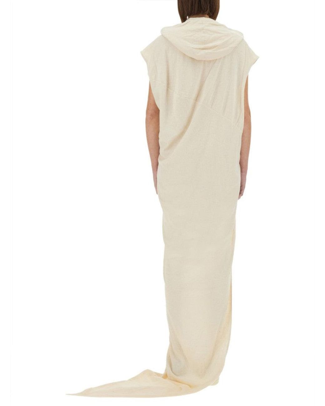 Rick Owens White Relaxed Maxi Dress With Hood