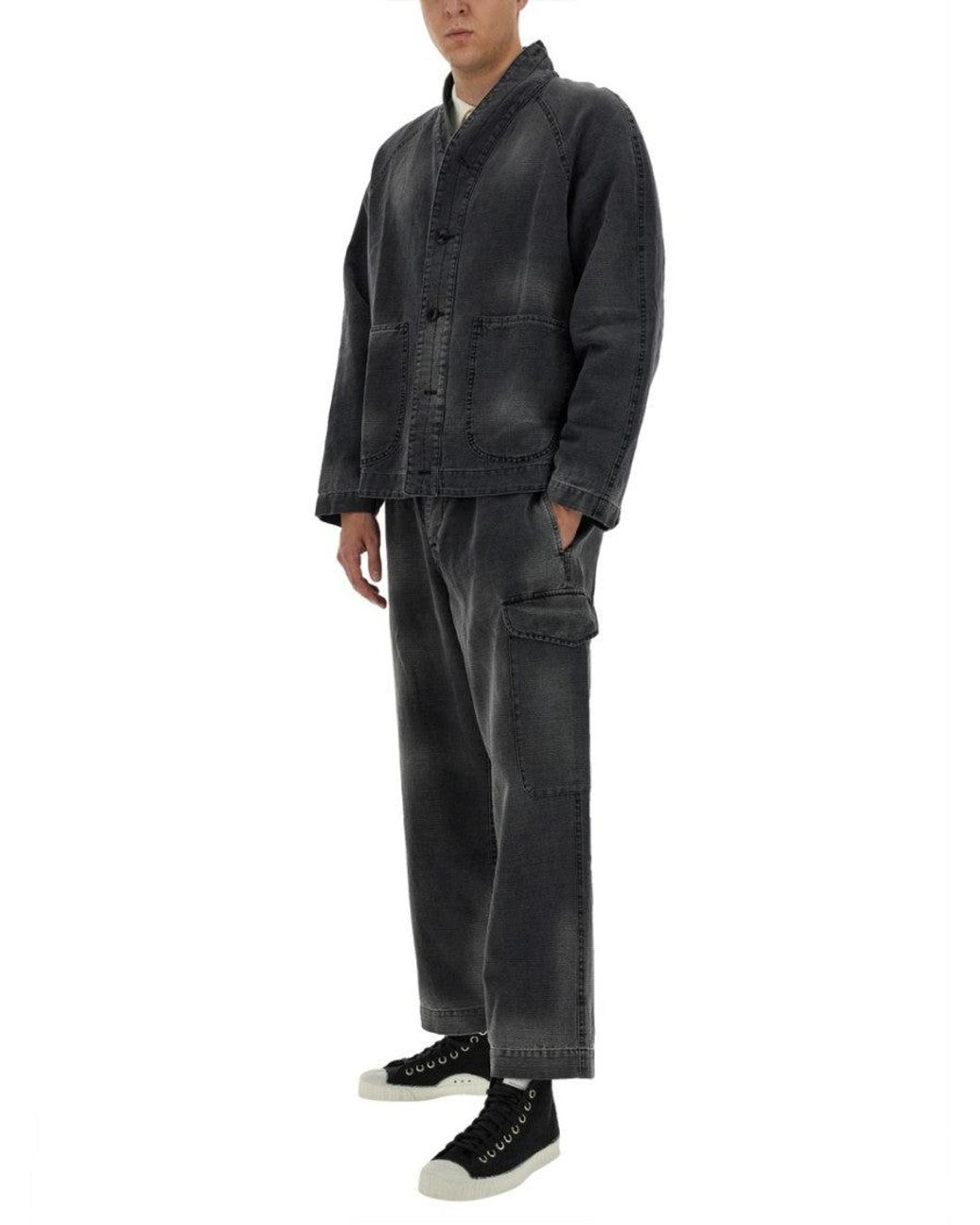 YMC Black Solid Shawl Neck Jacket for men