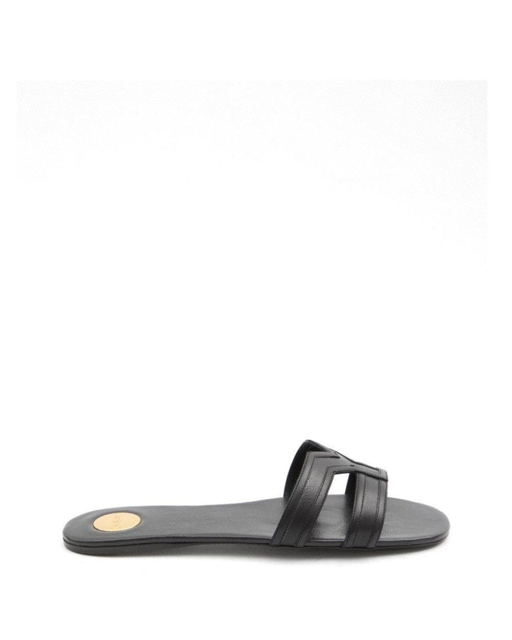 Saint Laurent White Mabrouka Leather Flat Sandals