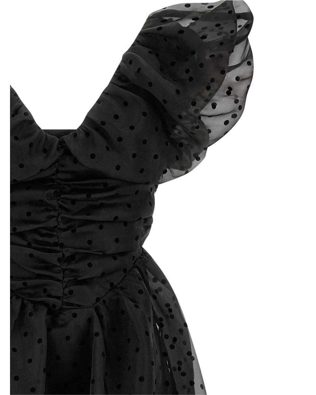 Ganni Black Organza Ruched' Dress