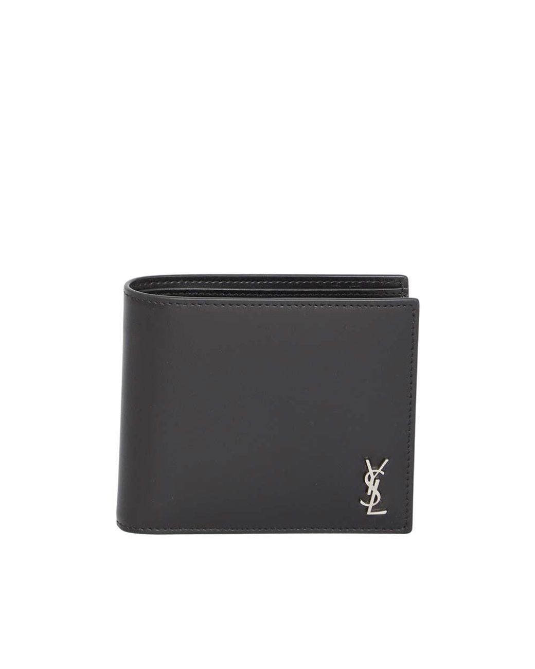 Saint Laurent Black Cassandre Logo Wallet for men