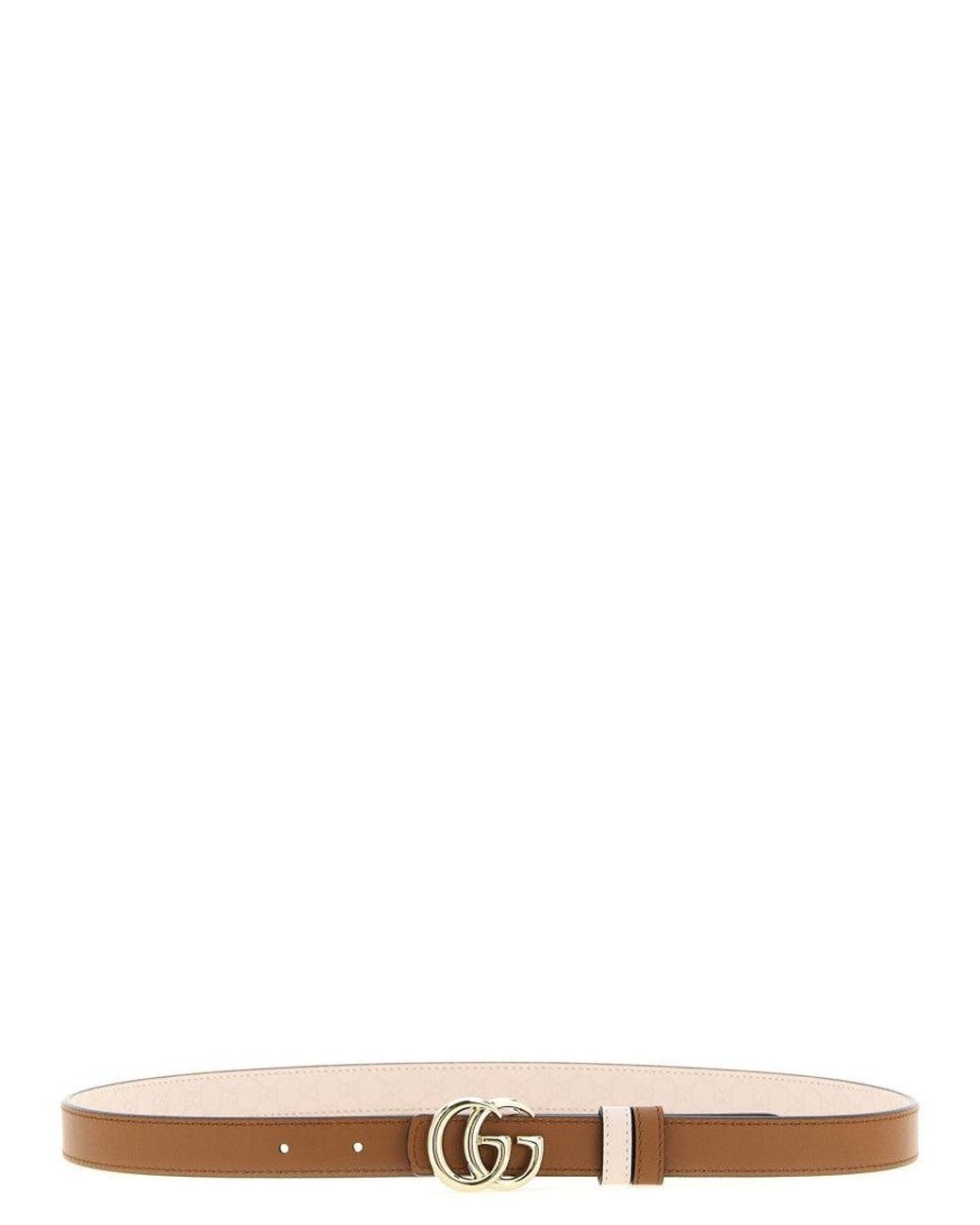 Gucci White Gg Logo Buckle Belt