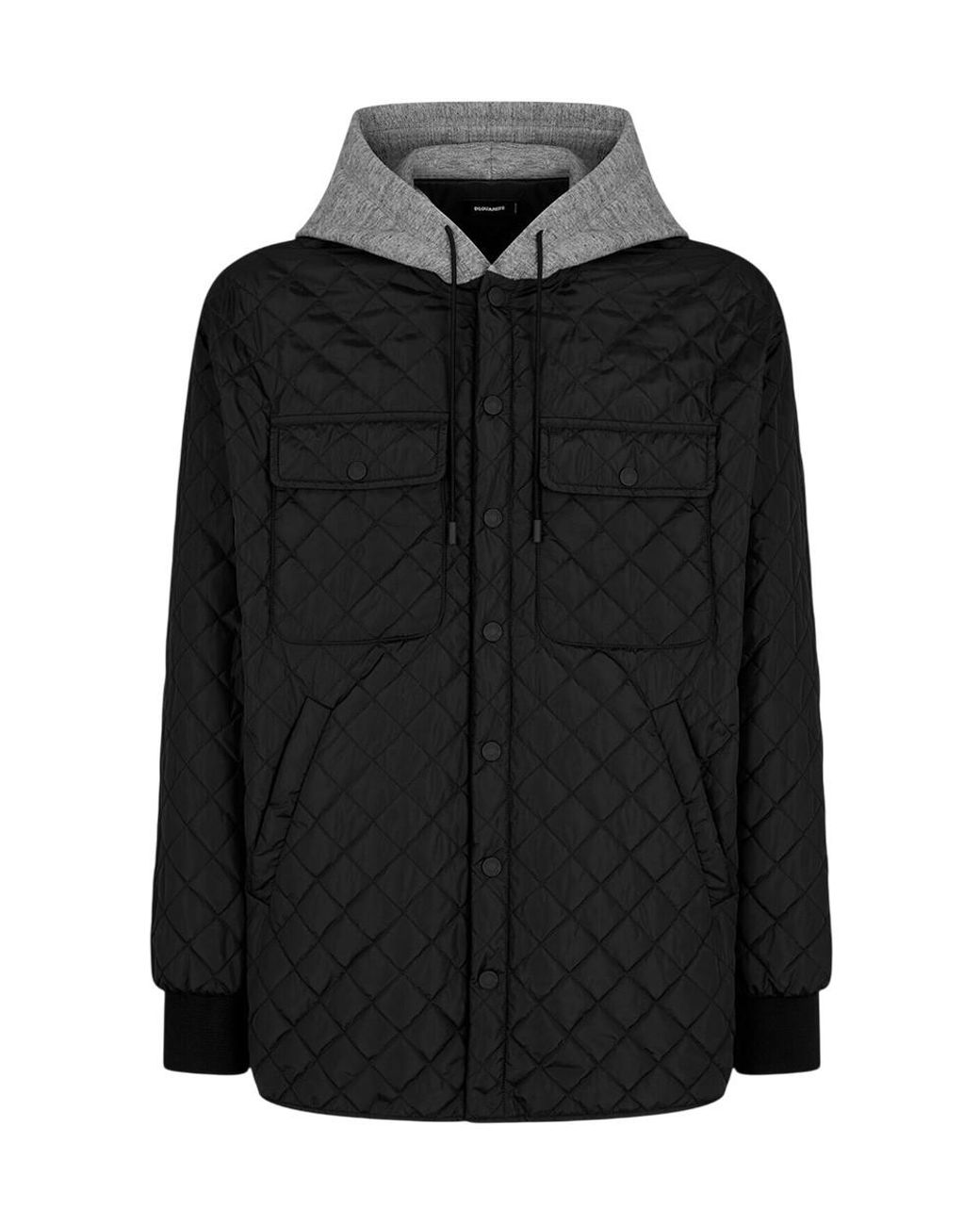 DSquared² Black Quilted Hood Jacket for men